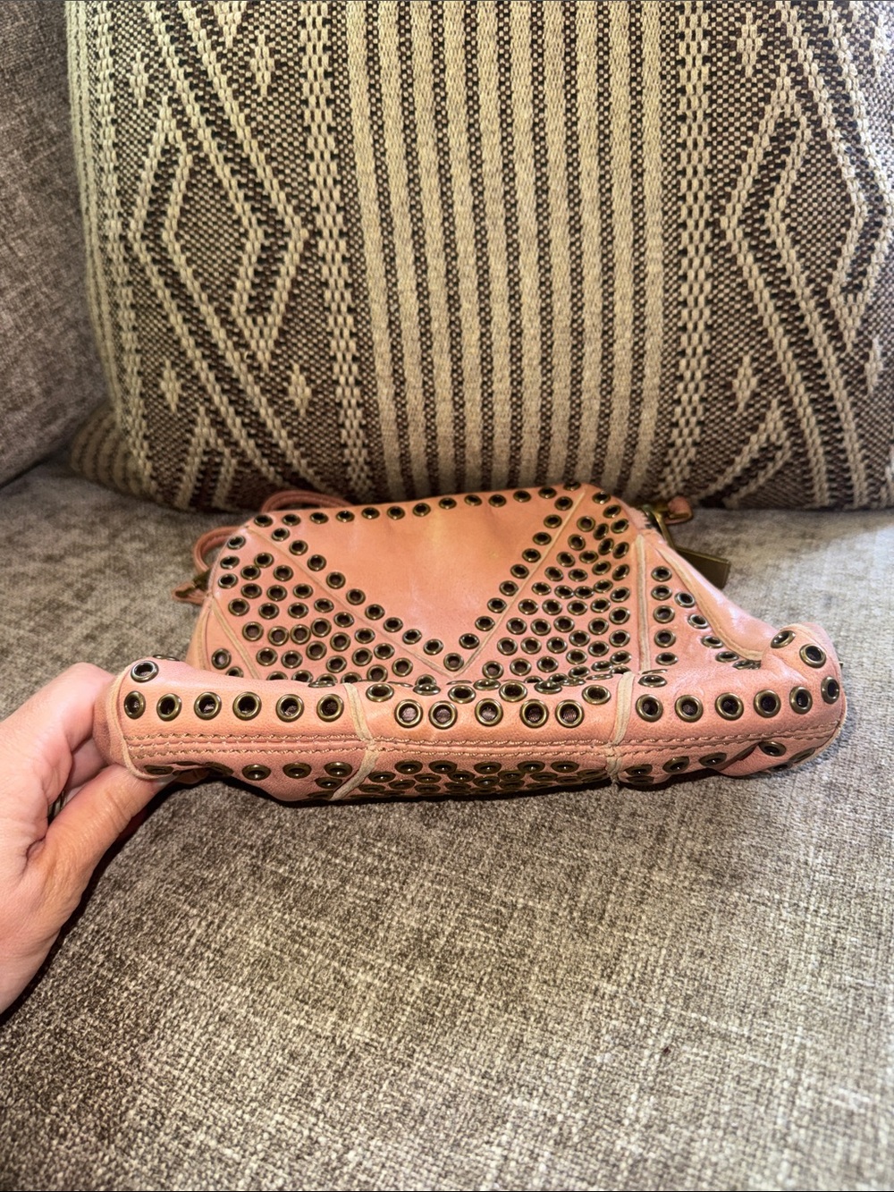 Kooba Pink Leather Studded Crossbody Bag - Picture 4 of 7
